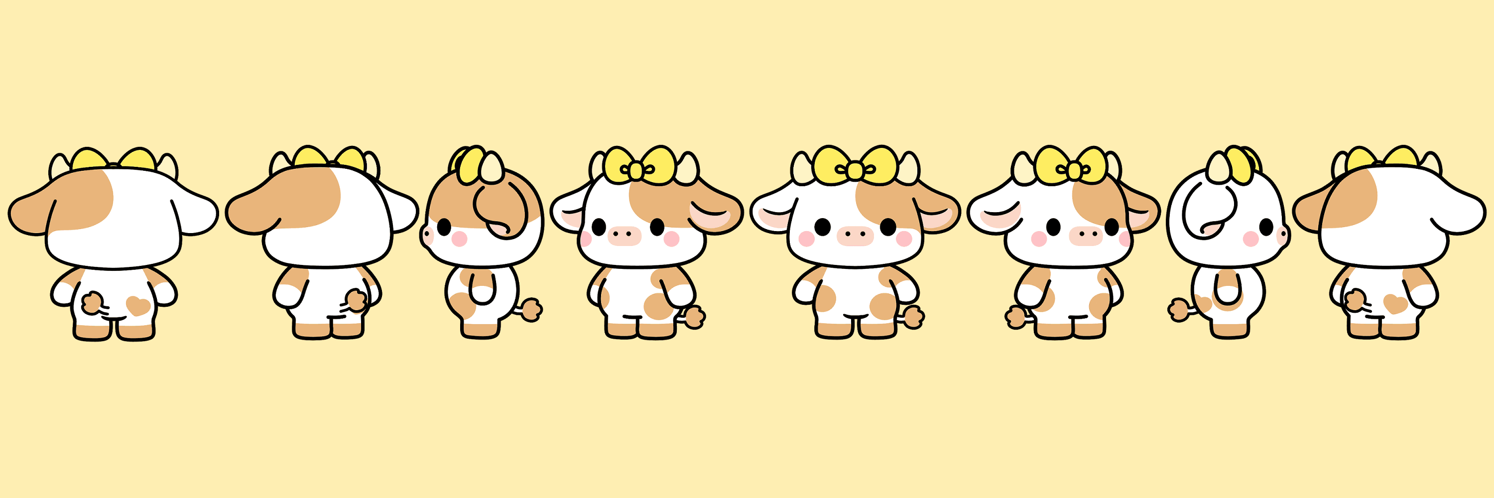Moomaru character turnaround — front, side, and back views