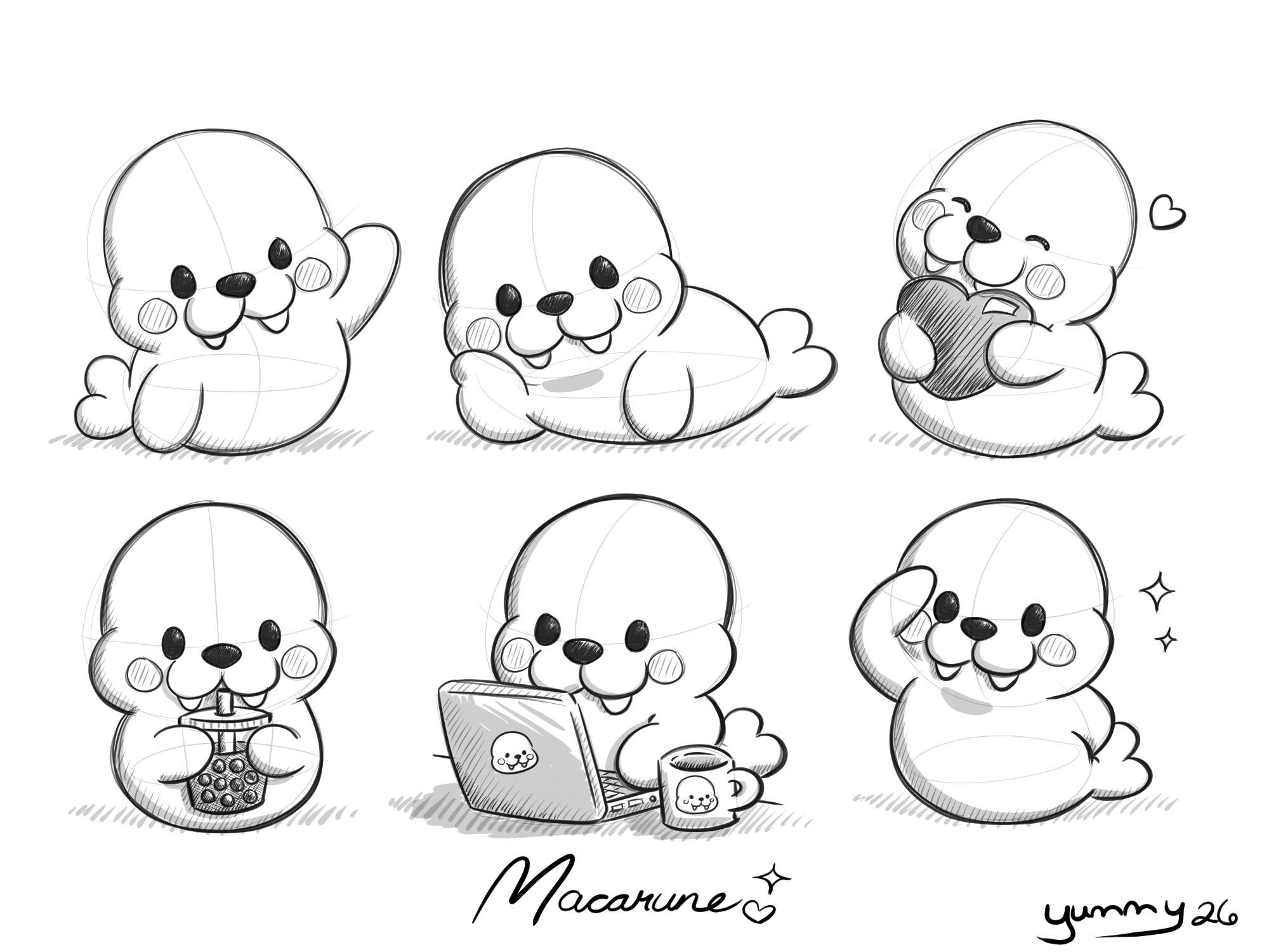 Macarune pose and expression studies