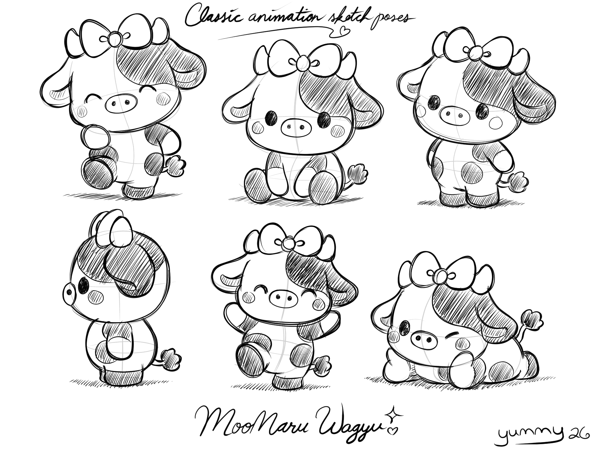 Moomaru classic animation sketch poses
