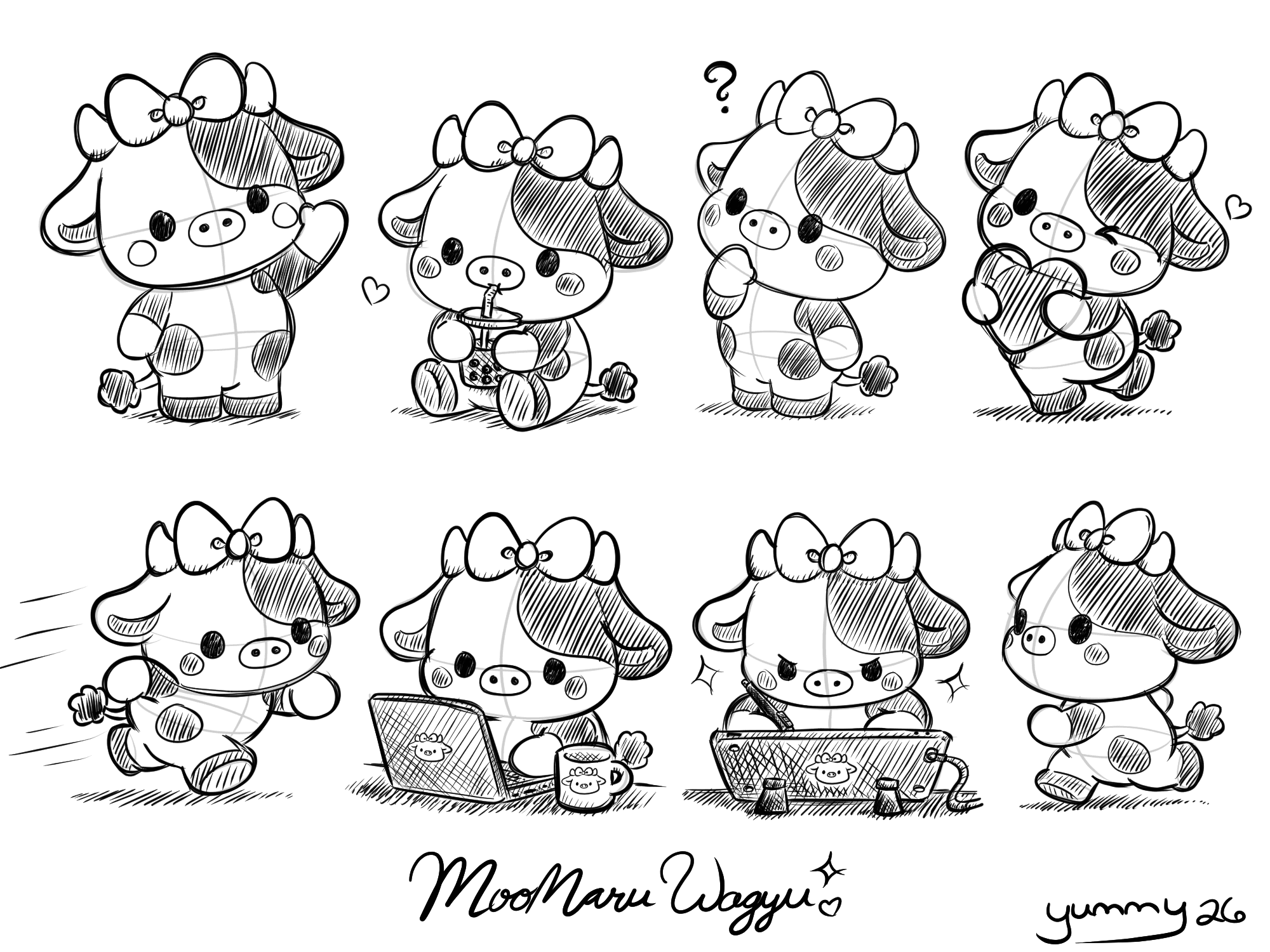 Moomaru expression and pose studies